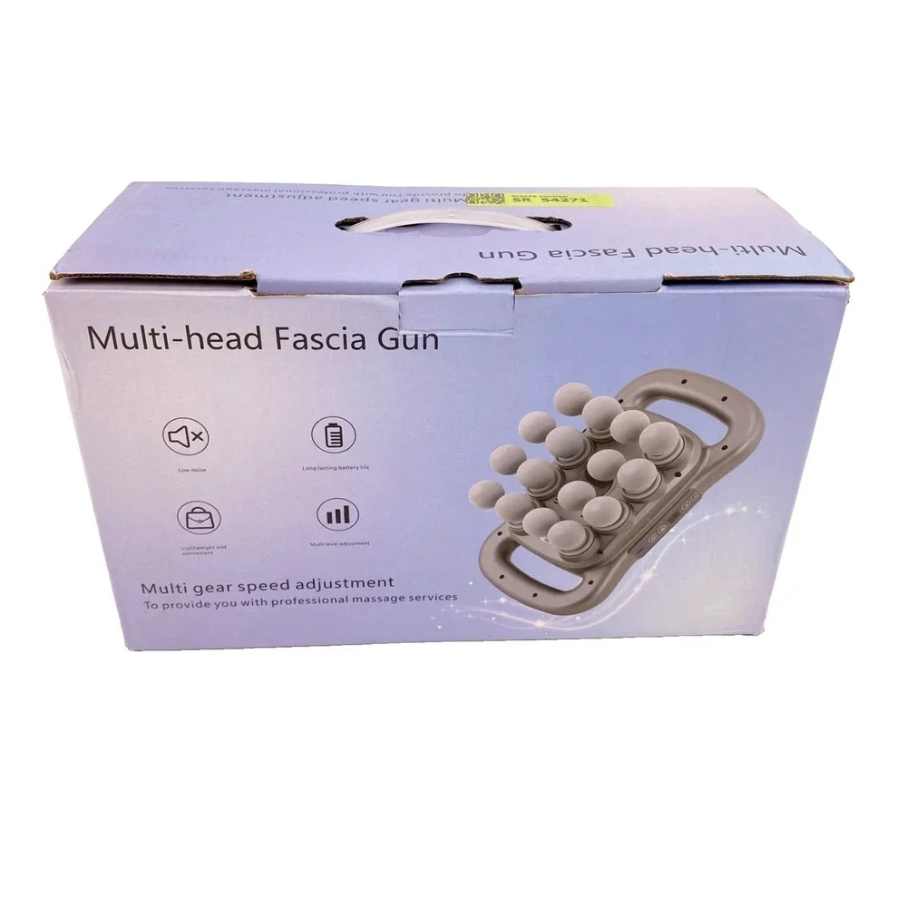 Gaxezo 16 Head Fascia Gun Massager Deep Tissue Percussion Vibration Battery Oper
